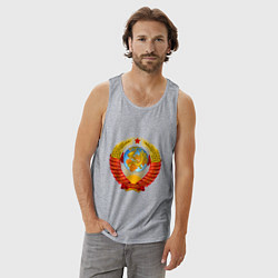 Майка мужская хлопок Пролетарии всех стран соединяйтесь, цвет: меланж — фото 2