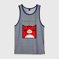 Майка мужская хлопок Geometry Dash: Cat Skin, цвет: синяя тельняшка