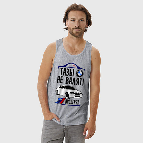 Мужская майка Тазы не валят BMW / Меланж – фото 3