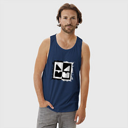 Майка мужская хлопок GEOMETRY DASH BLACK WHITE, цвет: тёмно-синий — фото 2