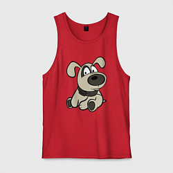 Майка мужская хлопок Щенок глазастый бежевый, цвет: красный