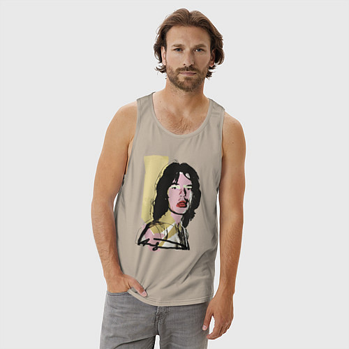 Мужская майка Andy Warhol - Mick Jagger pop art / Миндальный – фото 3