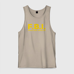 Майка мужская хлопок FBI Женского тела инспектор, цвет: миндальный