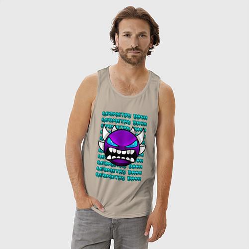 Мужская майка GEOMETRY DASH ФИОЛЕТОВЫЙ ДЕМОН ГЕОМЕТРИЯ / Миндальный – фото 3