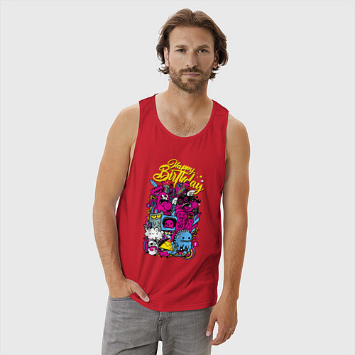 Мужская майка Happy Birthday to you! / Красный – фото 3