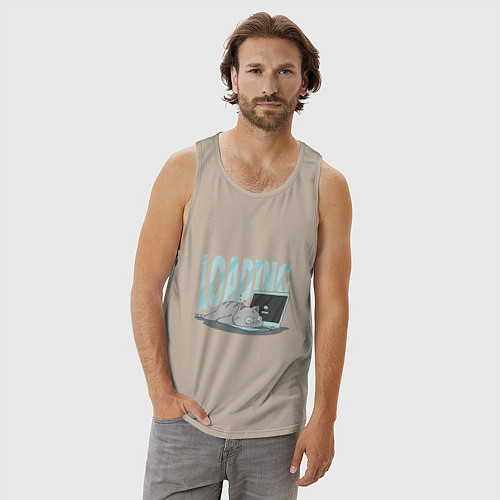 Мужская майка Загрузка Кот программист / Миндальный – фото 3