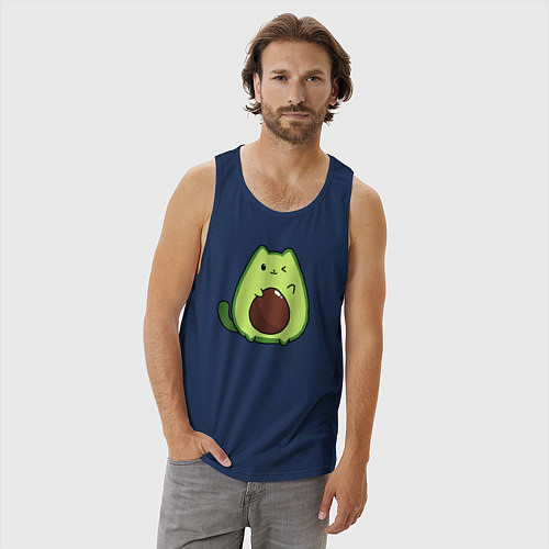 Мужская майка Avo cat o подмигивает / Тёмно-синий – фото 3