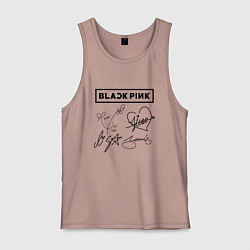 Майка мужская хлопок BLACKPINK АВТОГРАФЫ ЧЁРНЫЙ БЛЭКПИНК, цвет: пыльно-розовый
