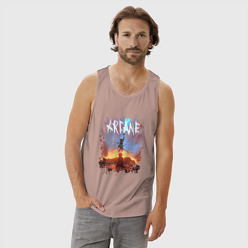 Мужская майка JINX HERE WAS ARCANE LEAGUE OF LEGENDS ДЖИНКС / Пыльно-розовый – фото 3