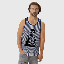 Майка мужская хлопок Elvis, цвет: синяя тельняшка — фото 2