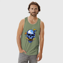 Майка мужская хлопок Skull & Mushrooms, цвет: авокадо — фото 2