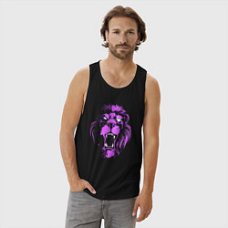 Майка мужская хлопок Neon vanguard lion, цвет: черный — фото 2