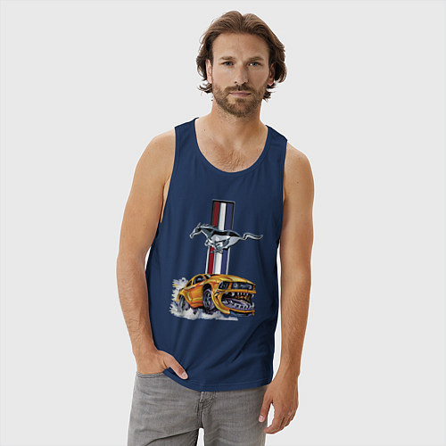 Мужская майка Мустанг раскрыл пасть! / Тёмно-синий – фото 3