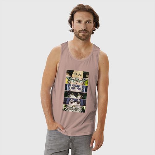 Мужская майка Чнерный Клевер Black Clover, персонажи / Пыльно-розовый – фото 3