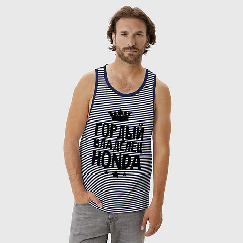 Мужская майка Гордый владелец Honda / Синяя тельняшка – фото 3