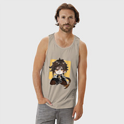 Майка мужская хлопок Задумчивый Чжун Ли, цвет: миндальный — фото 2