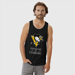 Майка мужская хлопок Penguins are coming, Pittsburgh Penguins, Питтсбур, цвет: черный — фото 2