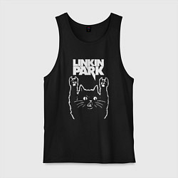 Майка мужская хлопок Linkin Park, Линкин Парк, Рок кот, цвет: черный