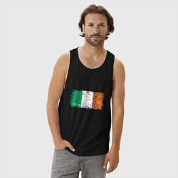Майка мужская хлопок Флаг Ирландии, цвет: черный — фото 2