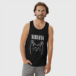 Майка мужская хлопок Nirvana Rock Cat, НИРВАНА, цвет: черный — фото 2