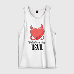 Майка мужская хлопок Valentines Day Devil, цвет: белый