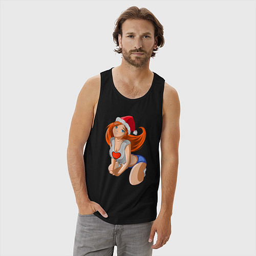 Мужская майка Сhristmas Girl by sexygirlsdraw / Черный – фото 3