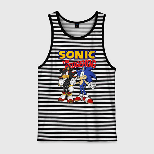 Мужская майка ЕЖ СОНИК SONIC THE HEDGEHOG / Черная тельняшка – фото 1