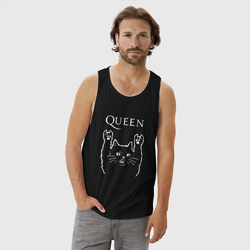 Мужская майка Queen Рок кот / Черный – фото 3