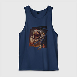 Майка мужская хлопок Тигриная пасть Арт, цвет: тёмно-синий