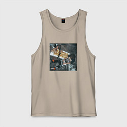 Майка мужская хлопок 163ONMYNECK NO OFFENCE, цвет: миндальный