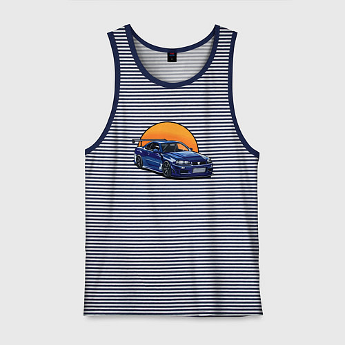 Мужская майка Ниссан gtr 2022 / Синяя тельняшка – фото 1