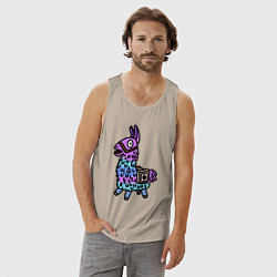 Майка мужская хлопок Фортнайт Лама Fortnite Lama, цвет: миндальный — фото 2