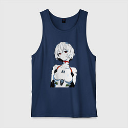 Майка мужская хлопок Рей Аянами Rei Ayanami Ева Евангелион, цвет: тёмно-синий
