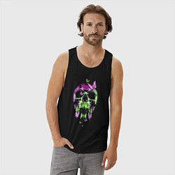 Майка мужская хлопок Skull & Butterfly Neon, цвет: черный — фото 2