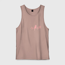 Майка мужская хлопок Кардио котик, цвет: пыльно-розовый