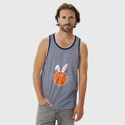 Майка мужская хлопок Basketball Bunny, цвет: синяя тельняшка — фото 2