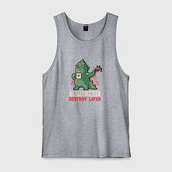 Майка мужская хлопок Coffee First Destroy Later, цвет: меланж