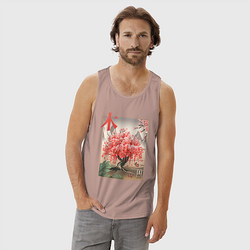 Мужская майка Цветущая Сакура Япония / Пыльно-розовый – фото 3