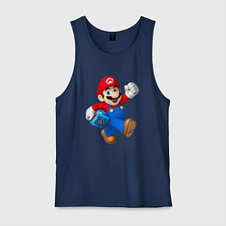 Майка мужская хлопок Super Mario Hero!, цвет: тёмно-синий