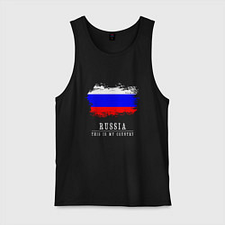 Майка мужская хлопок Россия моя страна, цвет: черный