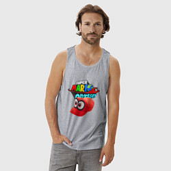 Майка мужская хлопок Super Mario Odyssey Nintendo Бейсболка, цвет: меланж — фото 2