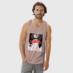 Майка мужская хлопок Девушка и надпись Senpai Ahegao, цвет: пыльно-розовый — фото 2