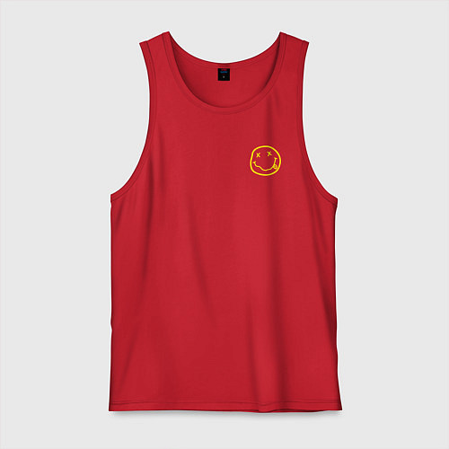 Мужская майка Nirvana Жёлтый смайл / Красный – фото 1