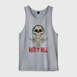 Майка мужская хлопок Rock n Roll Skull, цвет: меланж