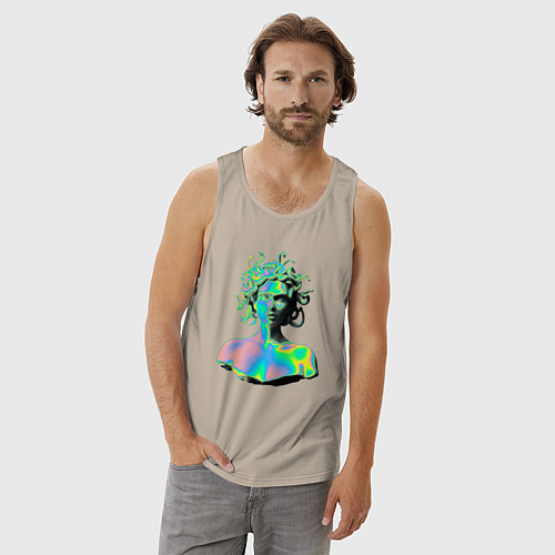 Мужская майка Gorgon Medusa Vaporwave Neon / Миндальный – фото 3