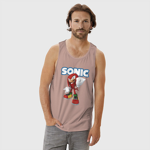 Мужская майка Knuckles Echidna Sonic Video game Ехидна Наклз Вид / Пыльно-розовый – фото 3