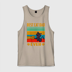 Майка мужская хлопок Лучший кошачий батя на свете, цвет: миндальный