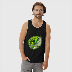 Майка мужская хлопок Зелёный черепок, цвет: черный — фото 2