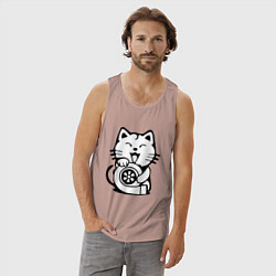 Майка мужская хлопок JDM Cat & Engine Japan, цвет: пыльно-розовый — фото 2