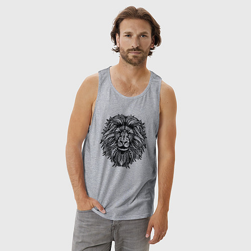 Мужская майка Лев в стиле Мандала Mandala Lion / Меланж – фото 3